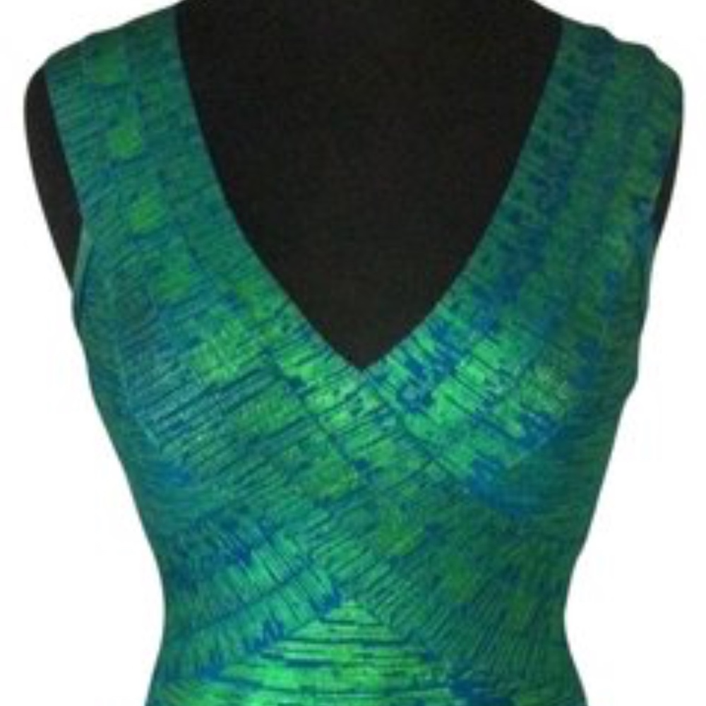 Hervé Leger Metallic Green Foil Bandage Night Out